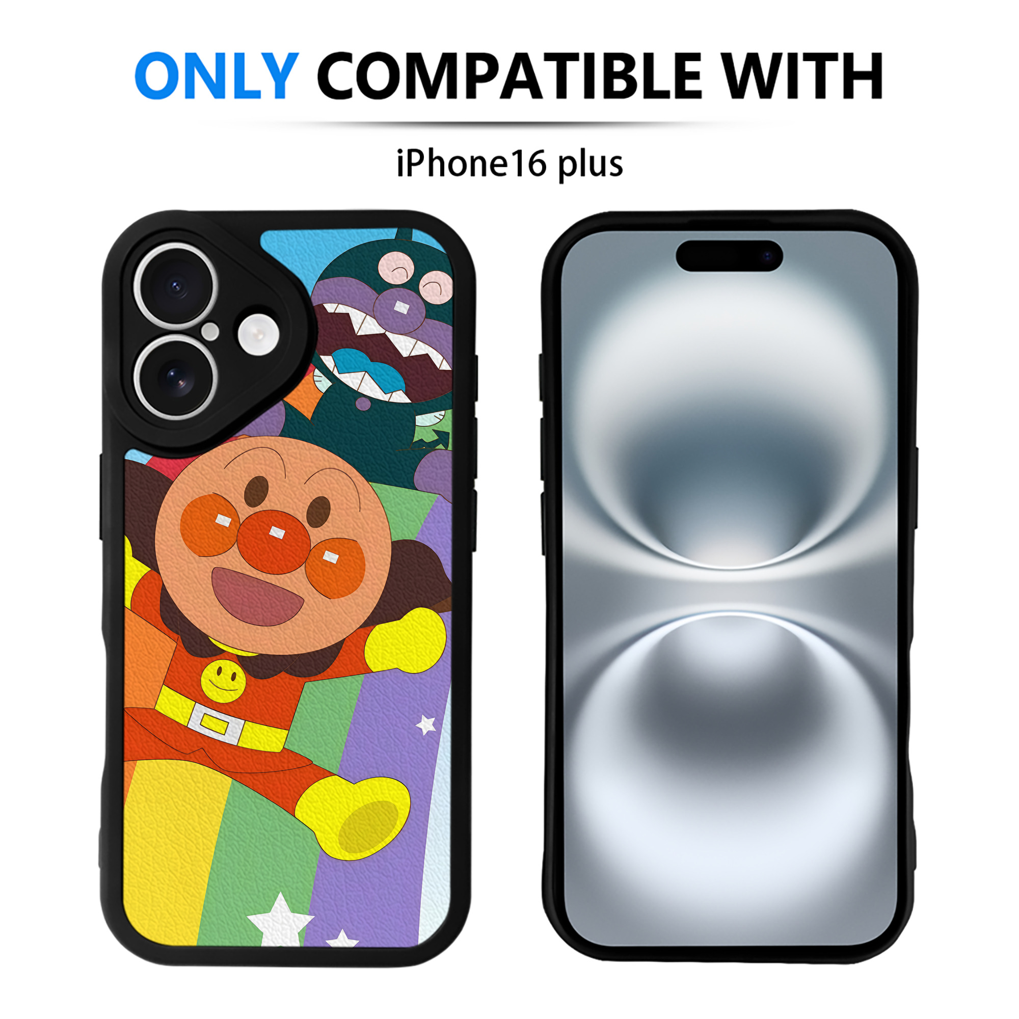 （画像用） アンパンマン Anpanman 【iPhone 16シリーズ対応】シリコンスマホケース（レザー調） 材質：シリコン